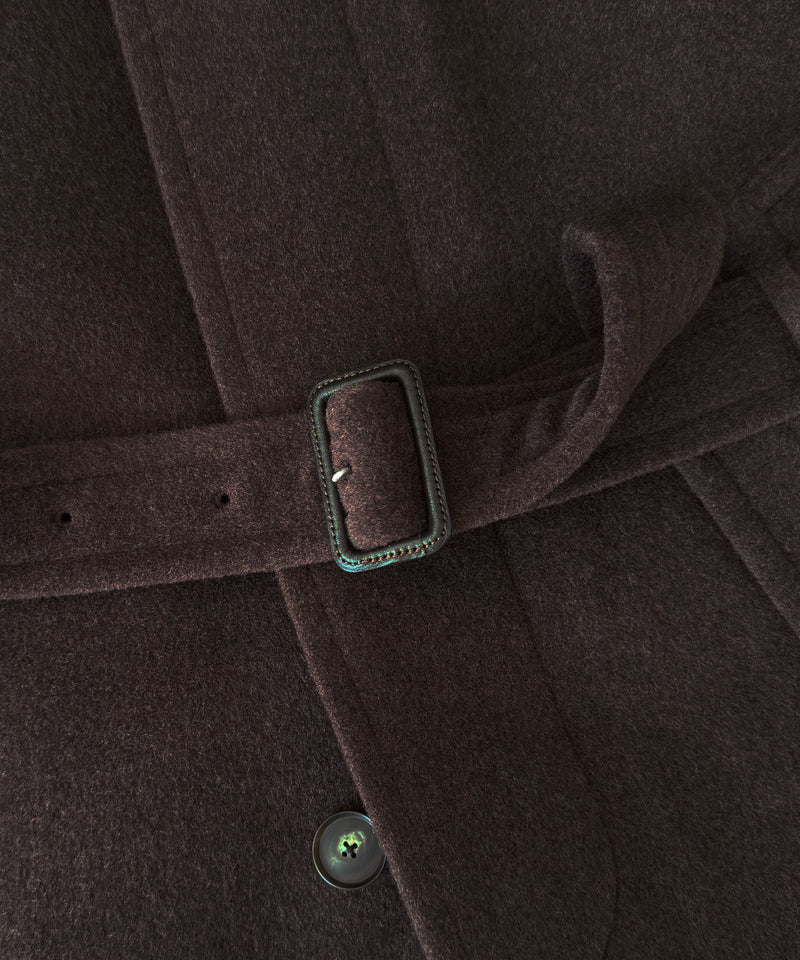 AURALEE Super fine wool mosser soutien collar coat “TOP BROWN”