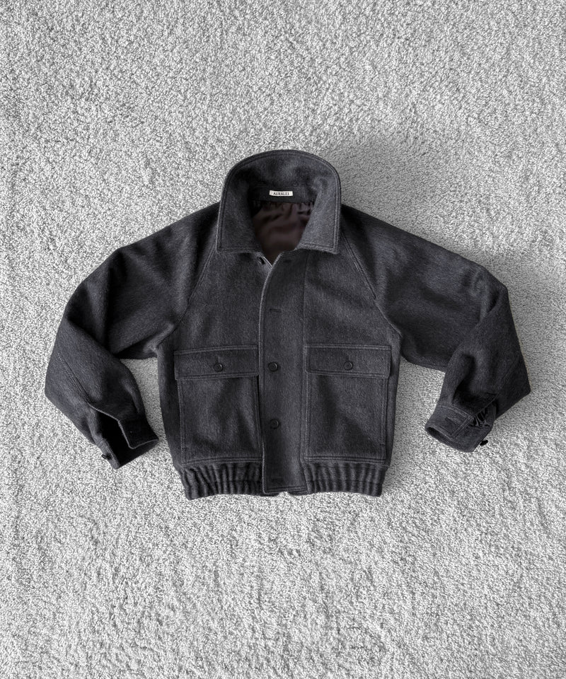 AURALEE Hairy wool mohair chambray blouson “DARK GRAY”