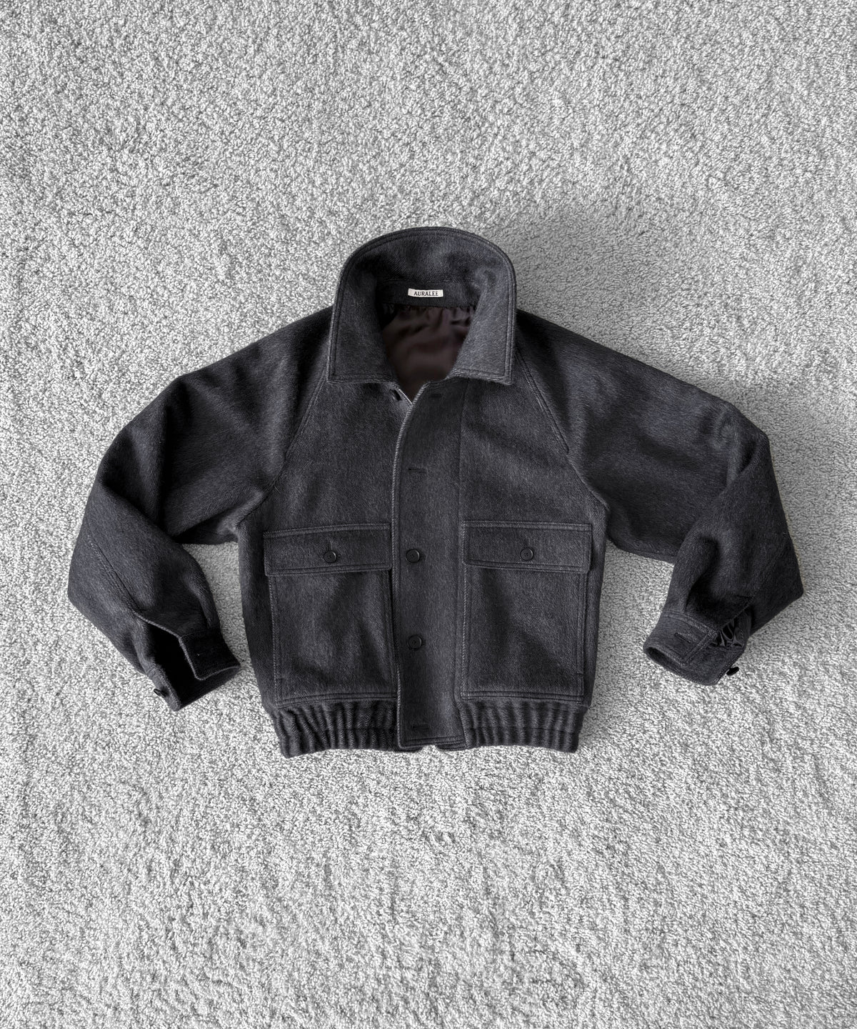 AURALEE Hairy wool mohair chambray blouson “BROWN”