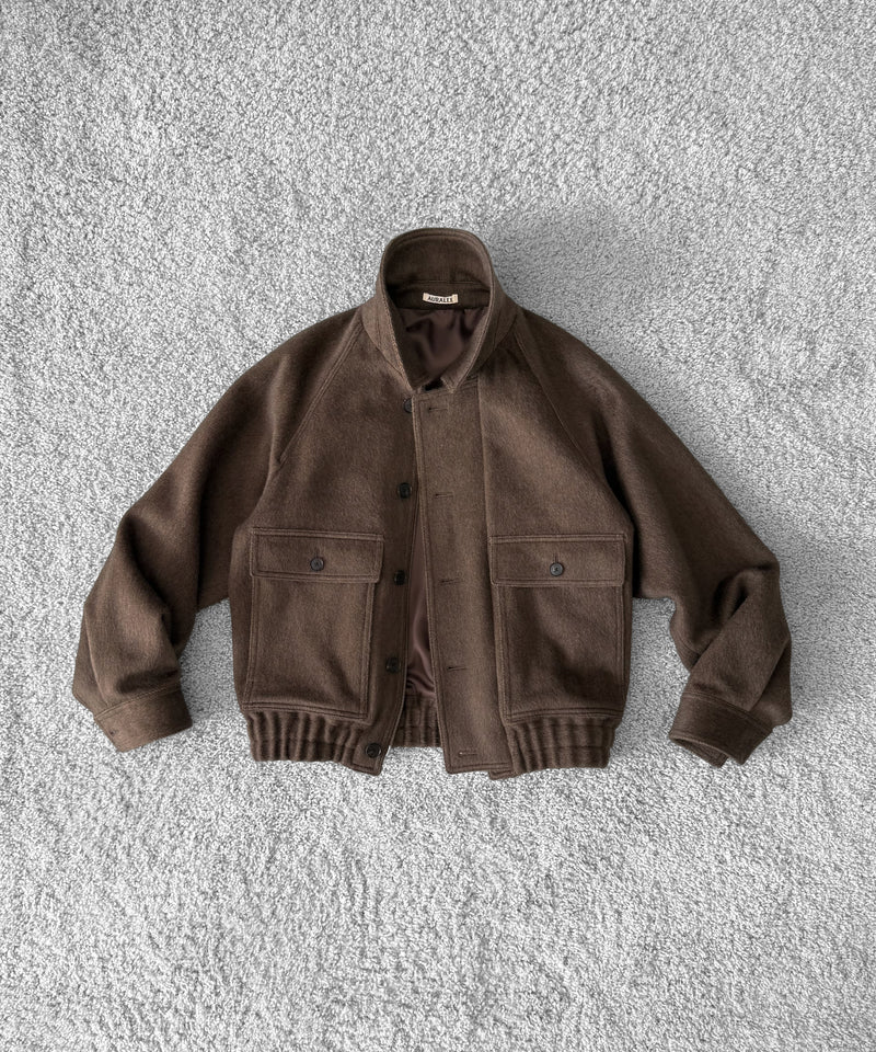 AURALEE Hairy wool mohair chambray blouson “BROWN”