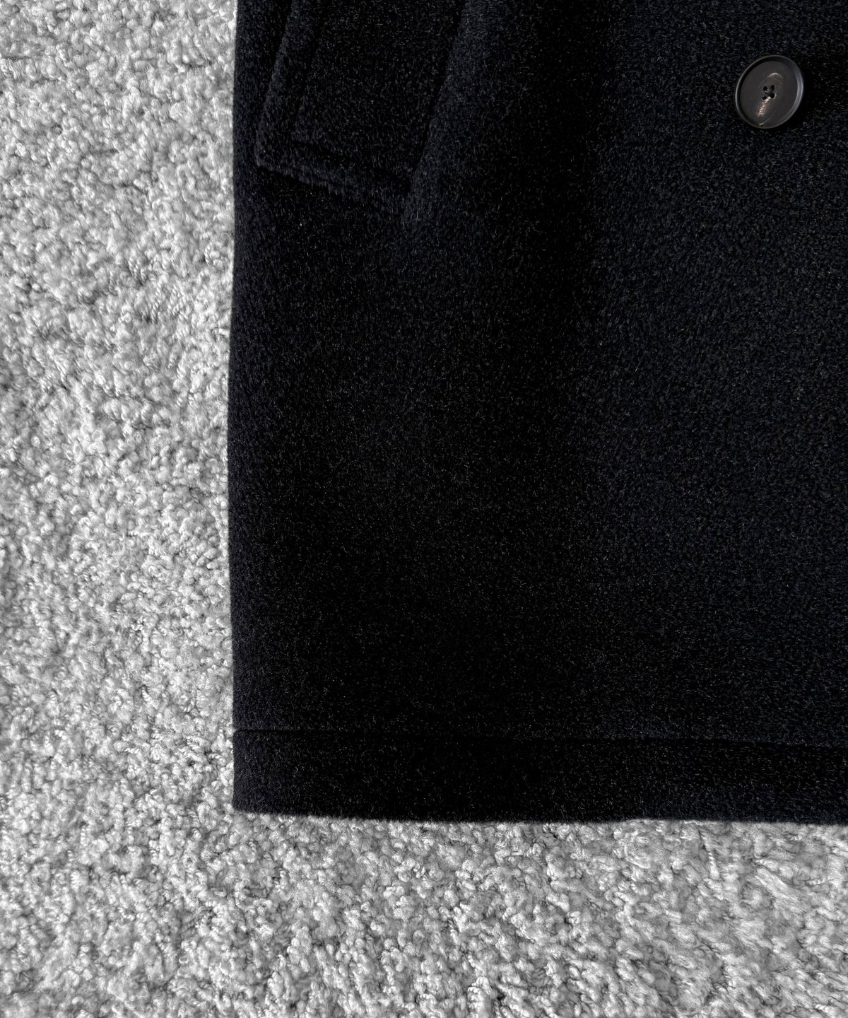 AURALEE Wool herringbone shawl collar coat “DARK CHARCOAL”