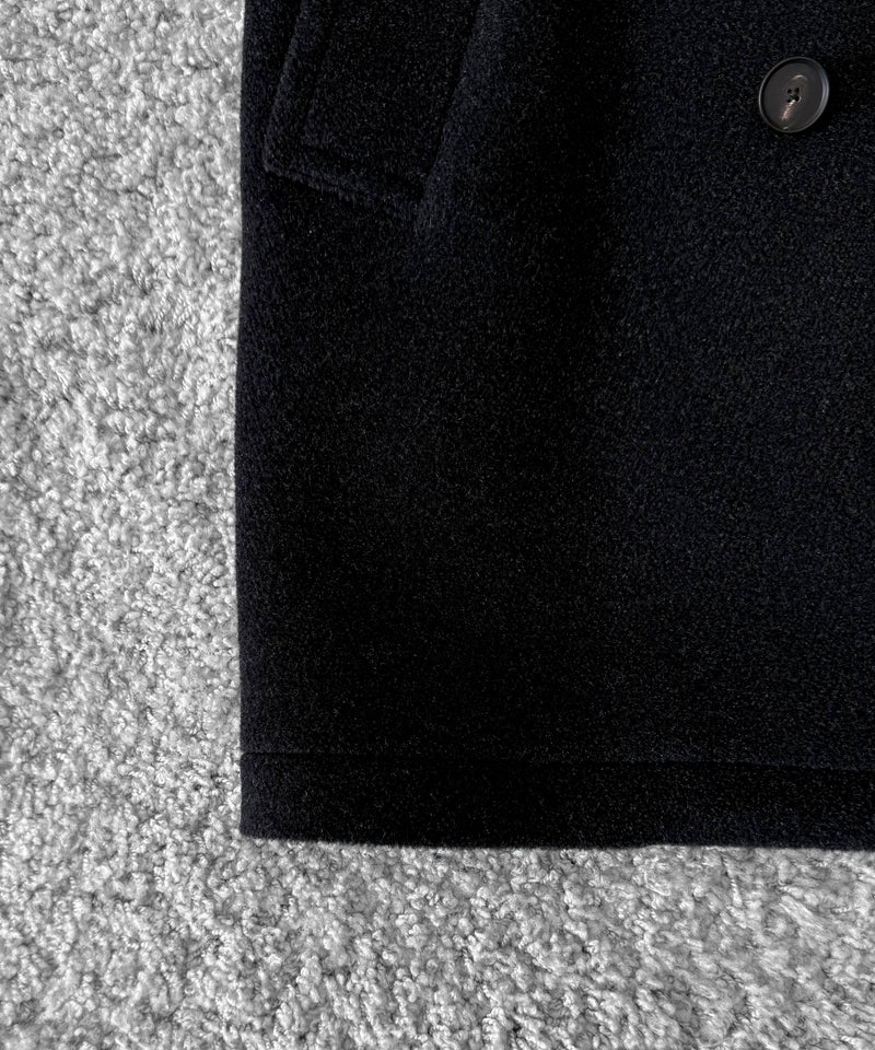 AURALEE Wool herringbone shawl collar coat “DARK CHARCOAL”