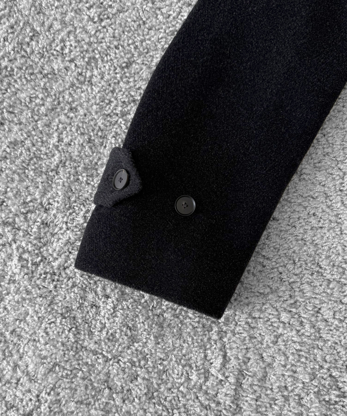 AURALEE Wool herringbone shawl collar coat “DARK CHARCOAL”