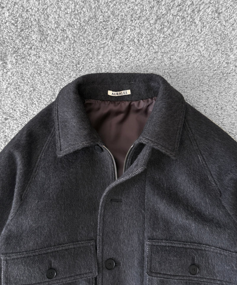 AURALEE Hairy wool mohair chambray blouson “DARK GRAY”