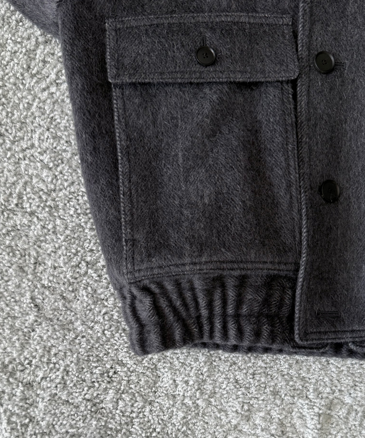 AURALEE Hairy wool mohair chambray blouson “DARK GRAY”
