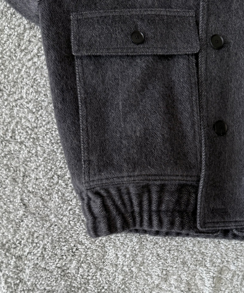 AURALEE Hairy wool mohair chambray blouson “DARK GRAY”