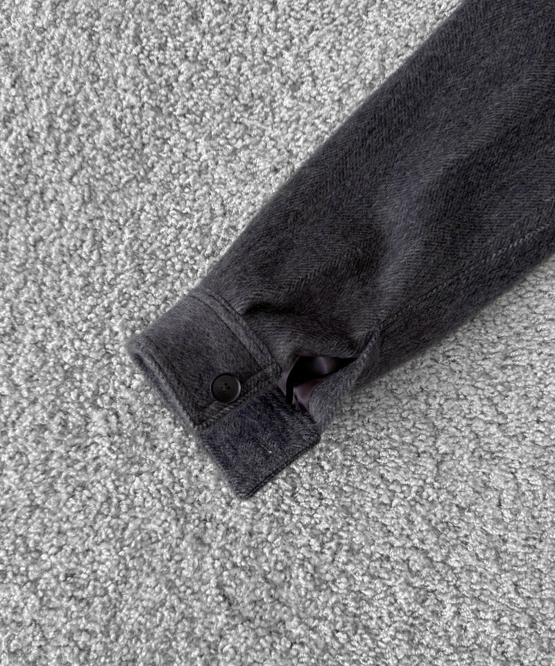 AURALEE Hairy wool mohair chambray blouson “DARK GRAY”