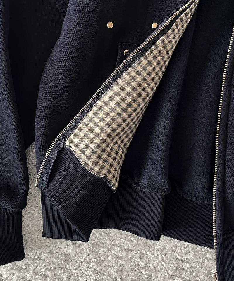 HANNAH CREAK Studded hoodie double zip "DARK BLUE"