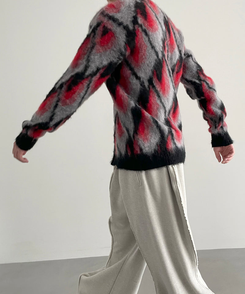 NEEDLES Mohair cardigan - abstract "BLACK / RED"
