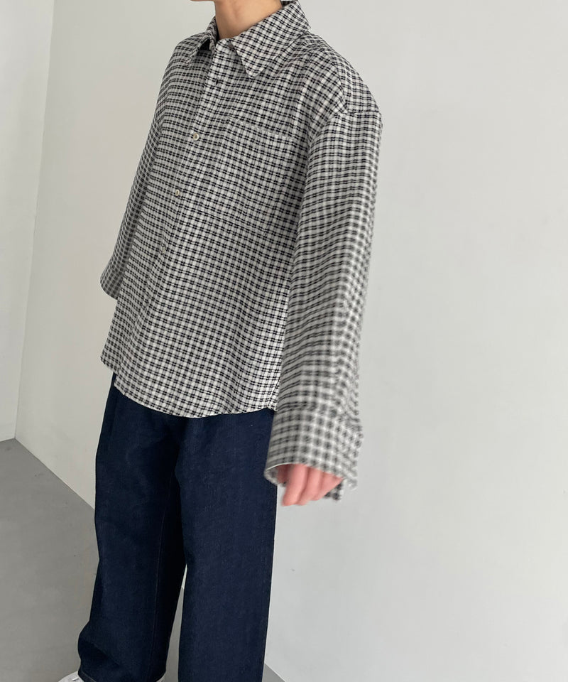 sefr Button up frannel shirt "WHITE BLACK CHECK"