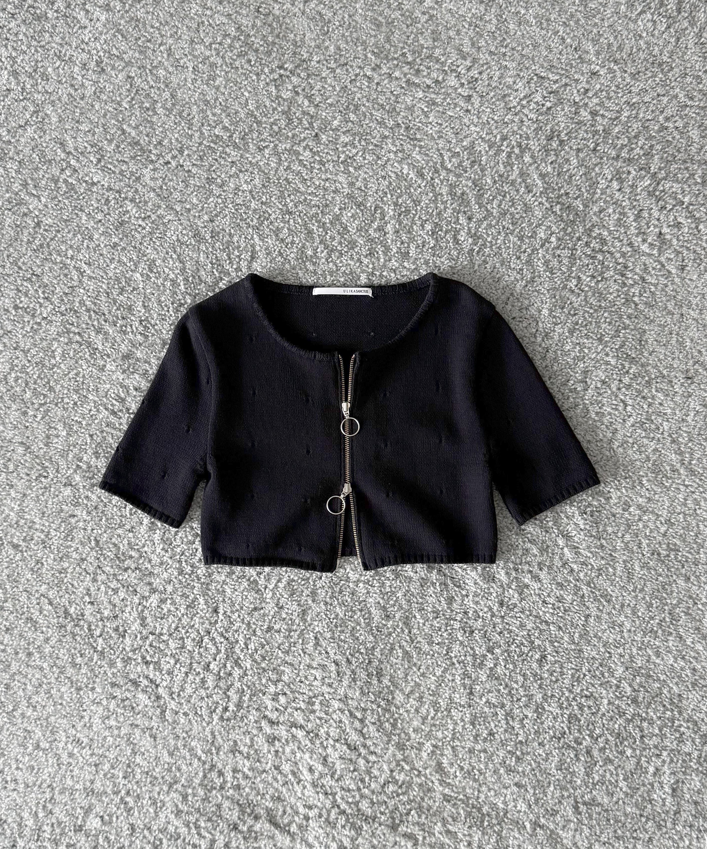 ULIKASANCTUS Hole cropped cardigan "NAVY"