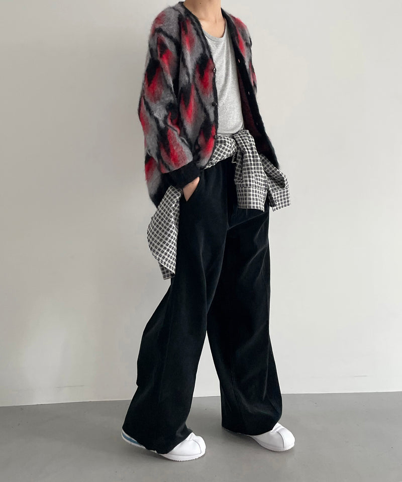 NEEDLES Mohair cardigan - abstract "BLACK / RED"