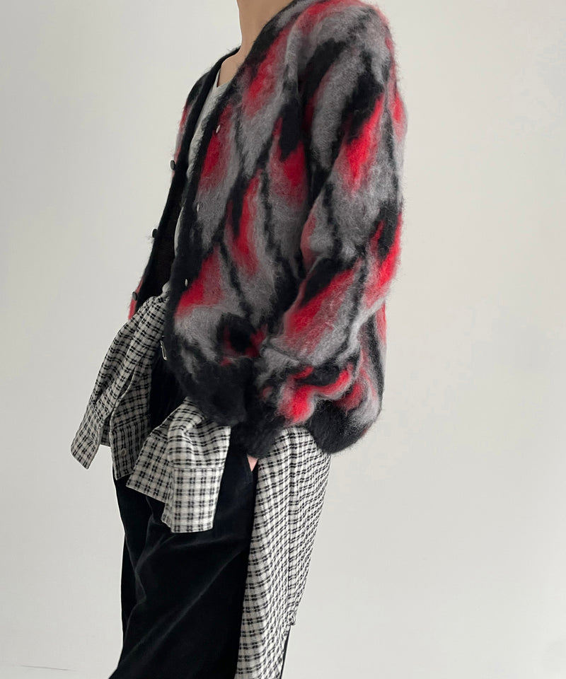 NEEDLES Mohair cardigan - abstract "BLACK / RED"
