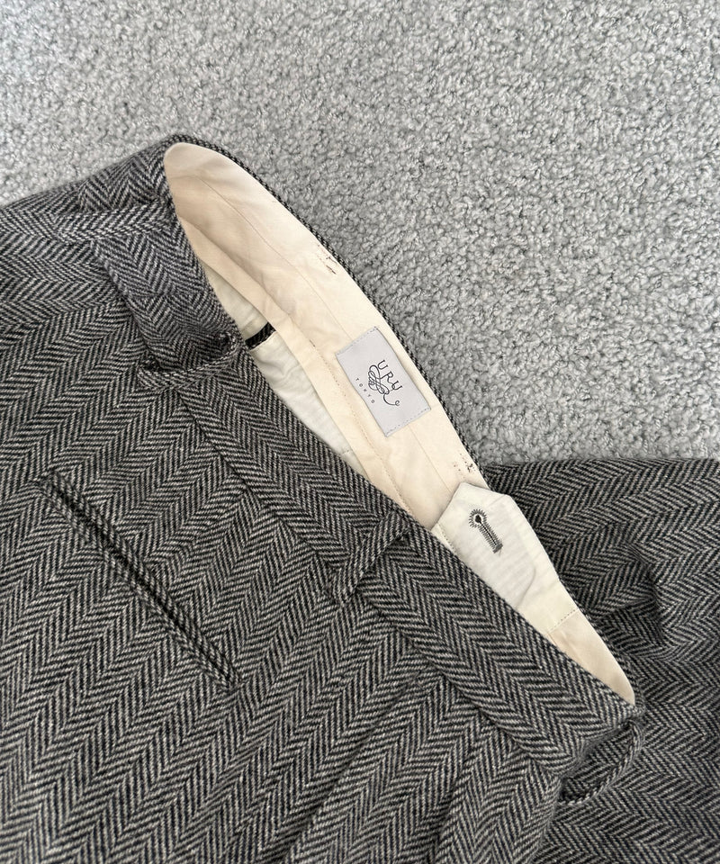 URU Silk napped tweed - 2 tuck pants "D.GRAY"