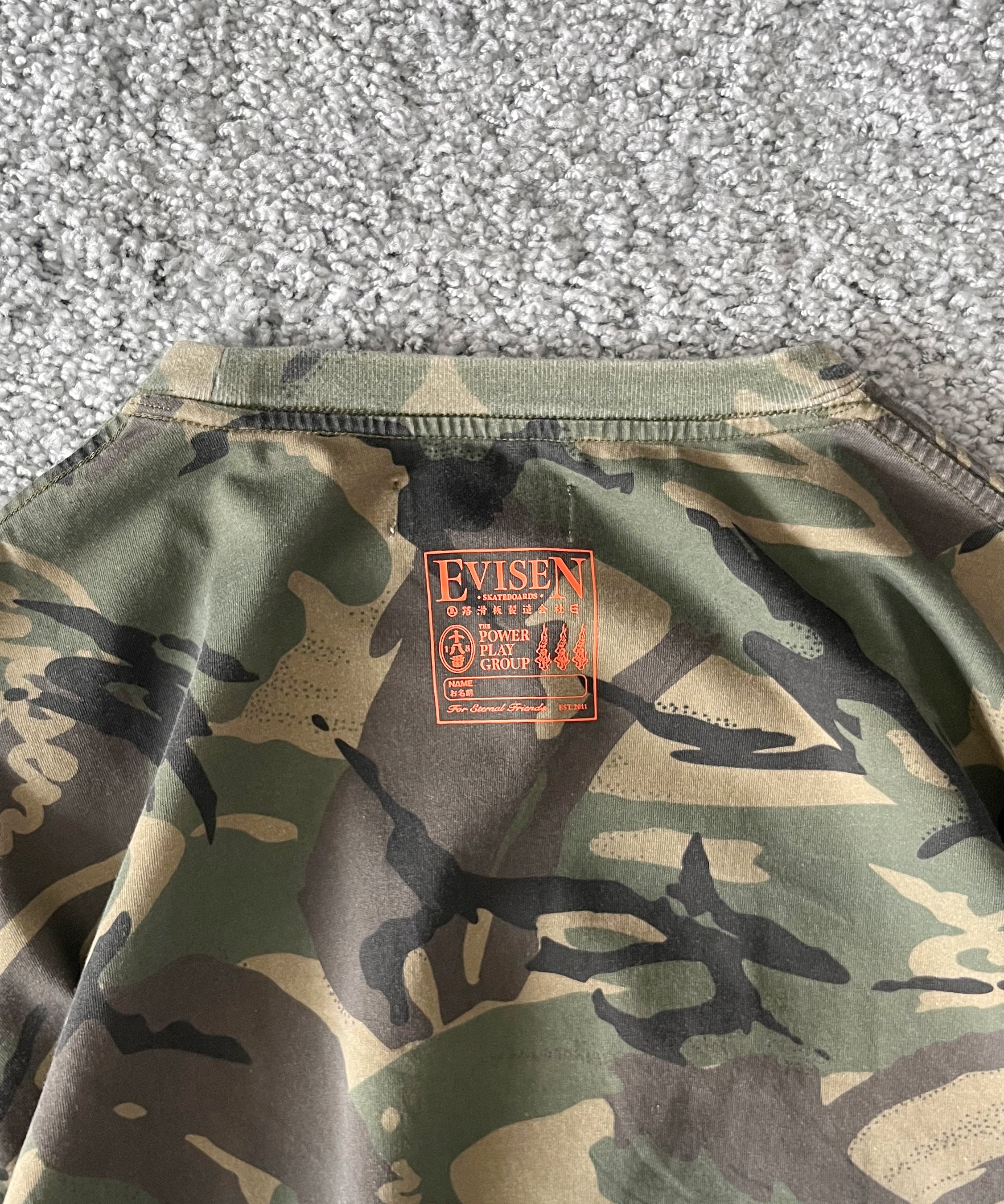 Evisen Skateboardsゑ E logo camo tee "CAMO"