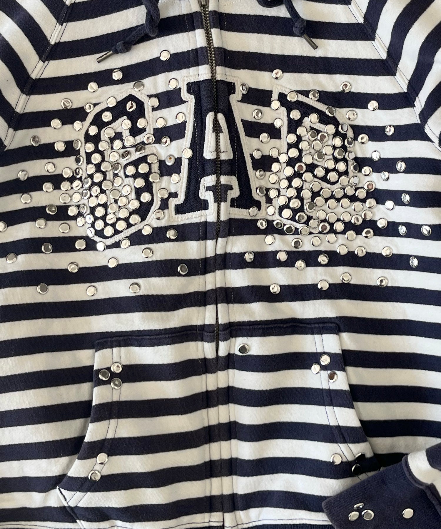 HANNAH CREAK Stud zip up hoodie "NAVY"