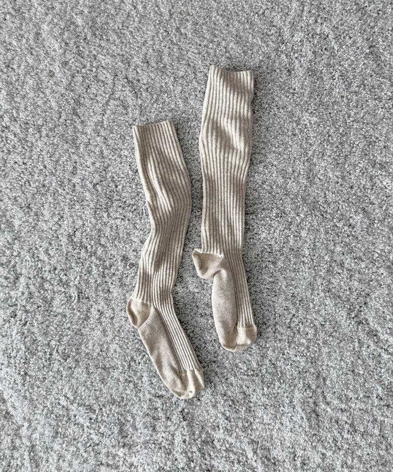 Baserange Rib knee socks "GREYMELANG"