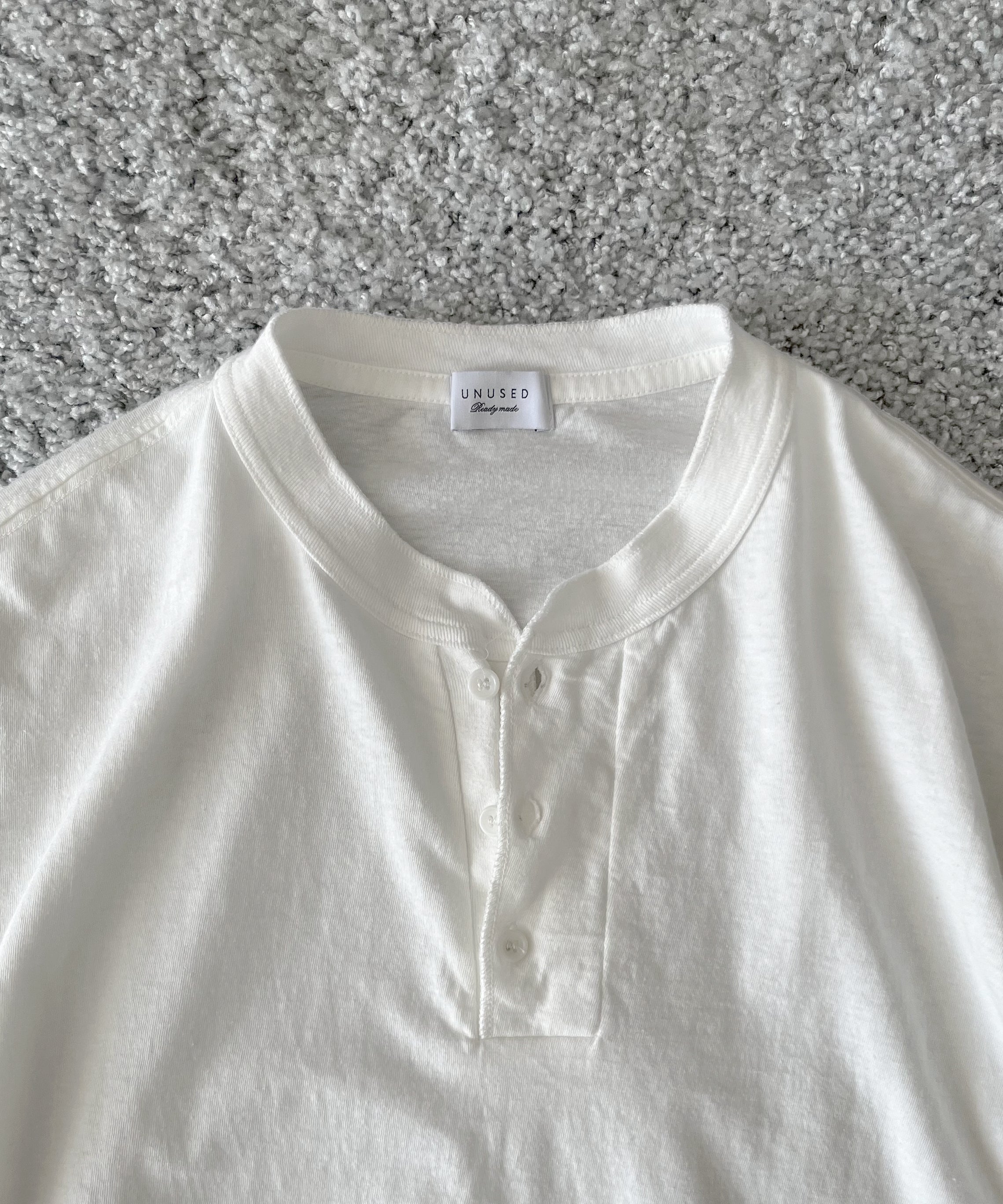 UNUSED Us2592 long-sleeve henry neck t-shirt "WHITE"