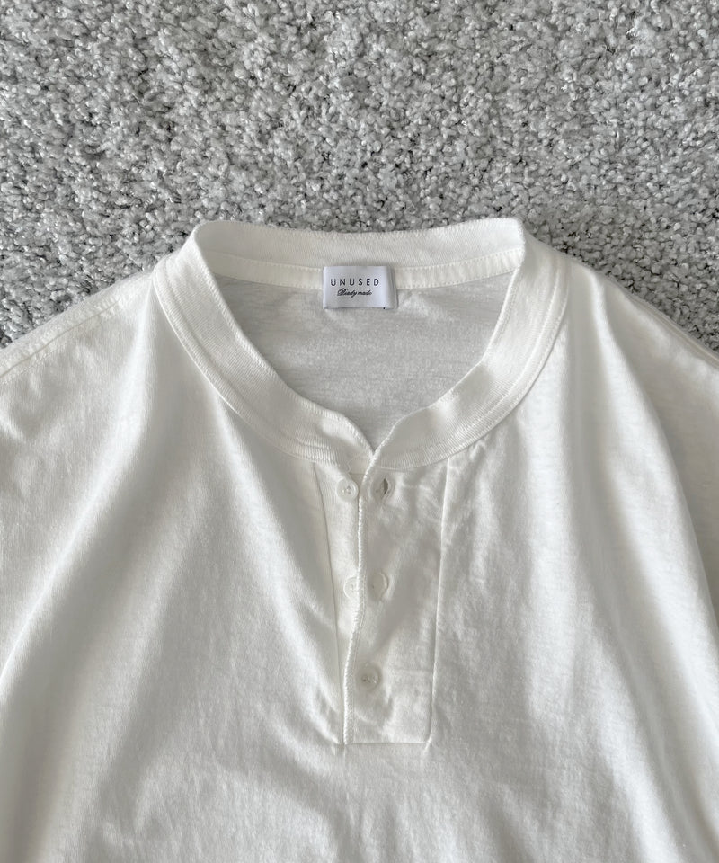 UNUSED Us2592 long-sleeve henry neck t-shirt "WHITE"