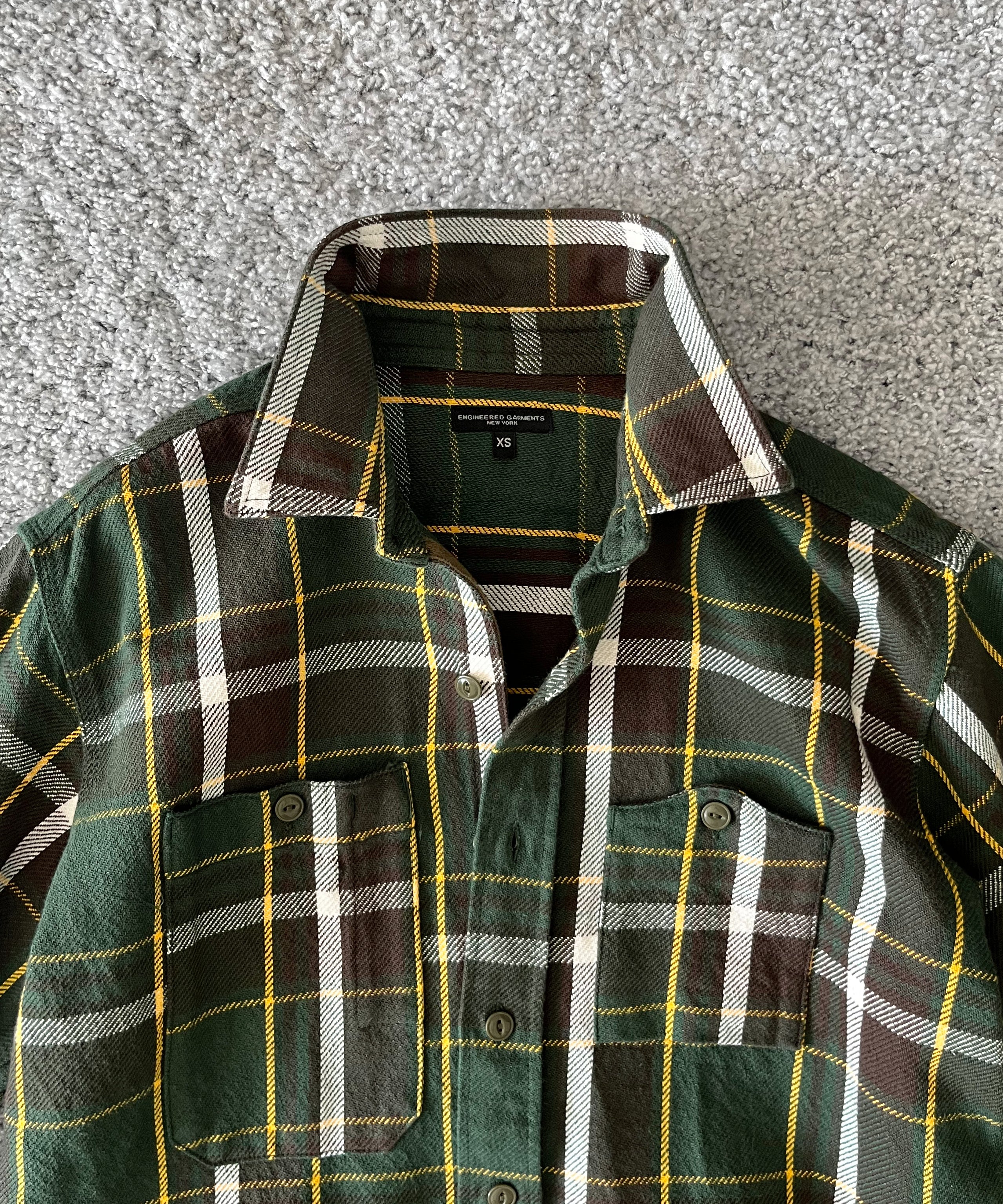 ENGINEERED GARMENTS Work shirt - ctn heavy twill plaid "OLIVE/BROWN"