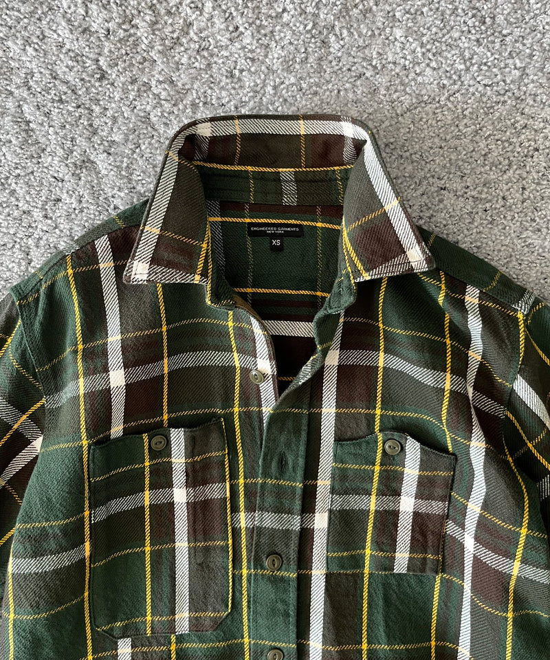 Engineered Garments Work shirt - ctn heavy twill plaid "OLIVE/BROWN"