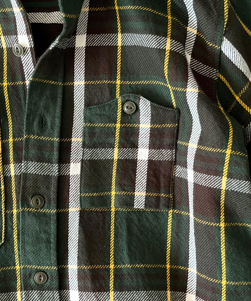 Engineered Garments Work shirt - ctn heavy twill plaid "OLIVE/BROWN"