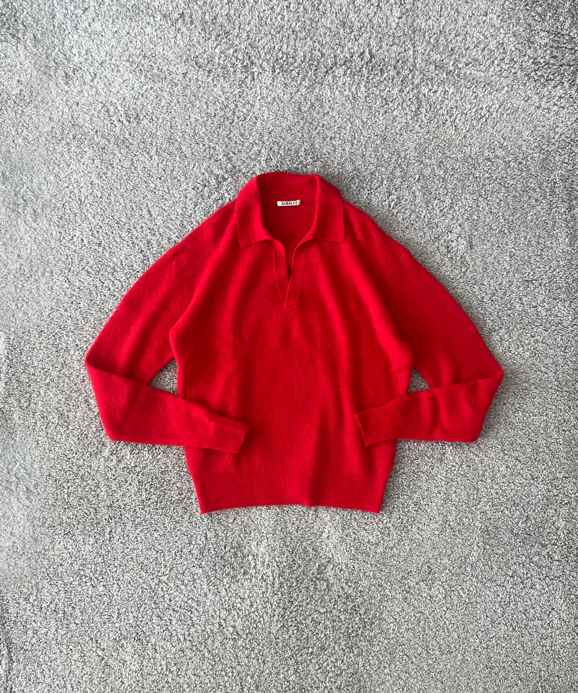 【美品】AURALEE ニットポロ 18ss サイズ4 AURALEE【オーラリー】Baby suri alpaca sheer knit skipper polo 