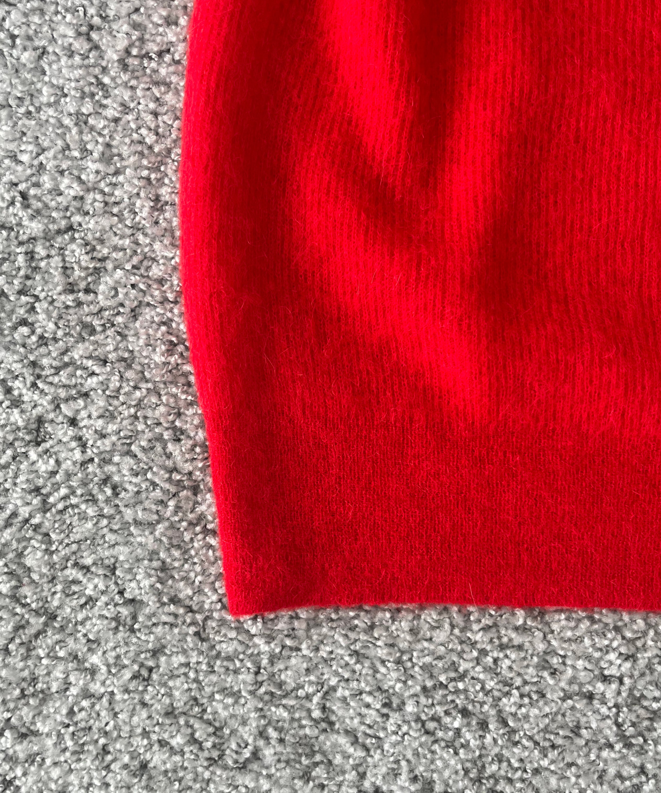 AURALEE Baby suri alpaca sheer knit skipper polo "RED"