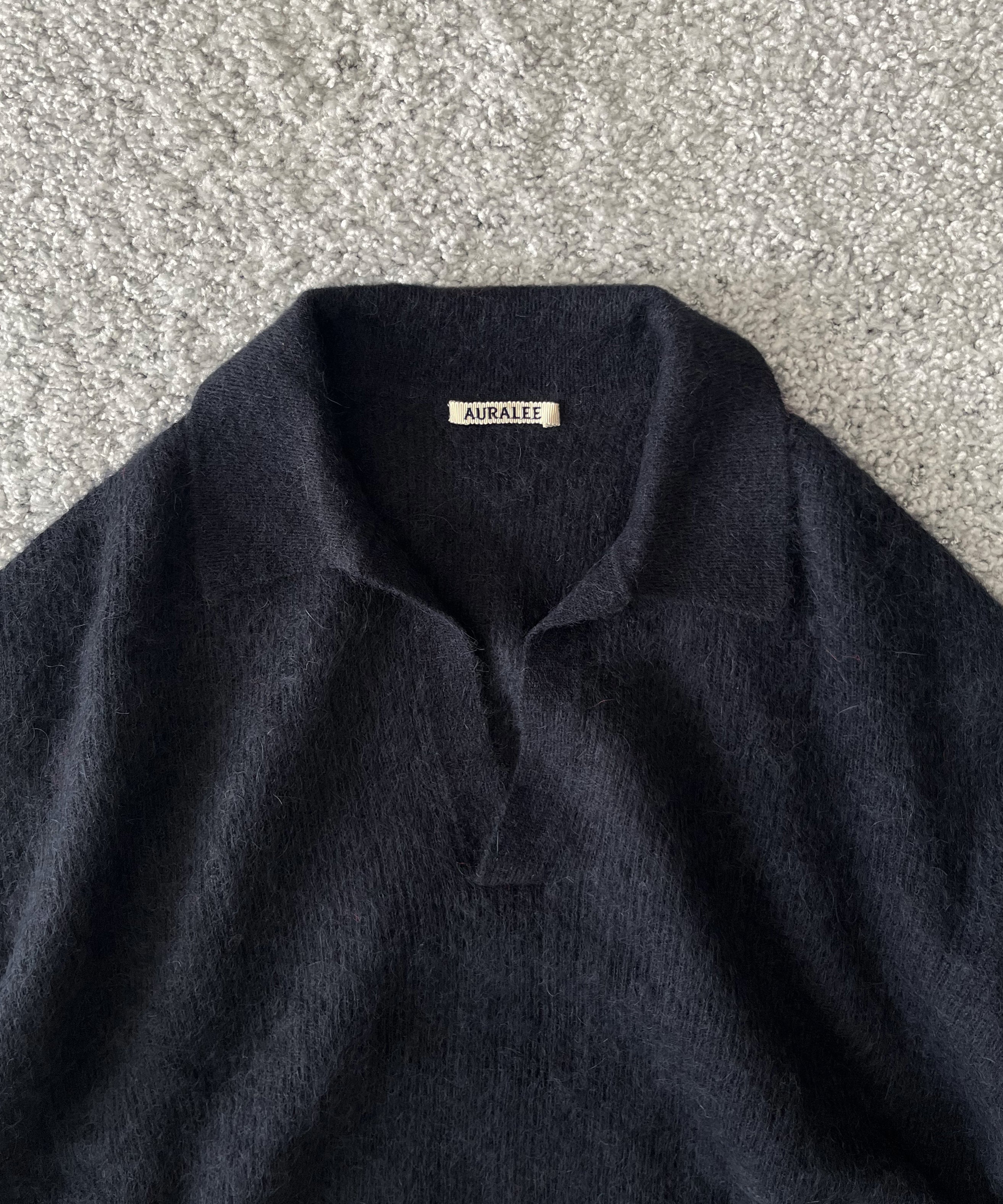 AURALEE【オーラリー】Baby suri alpaca sheer knit skipper polo