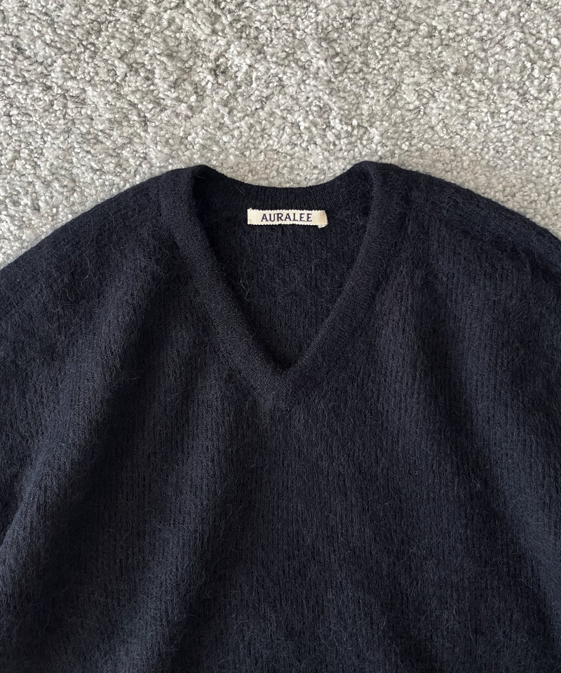 AURALEE Baby suri alpaca sheer knit v-neck p/o “RED”