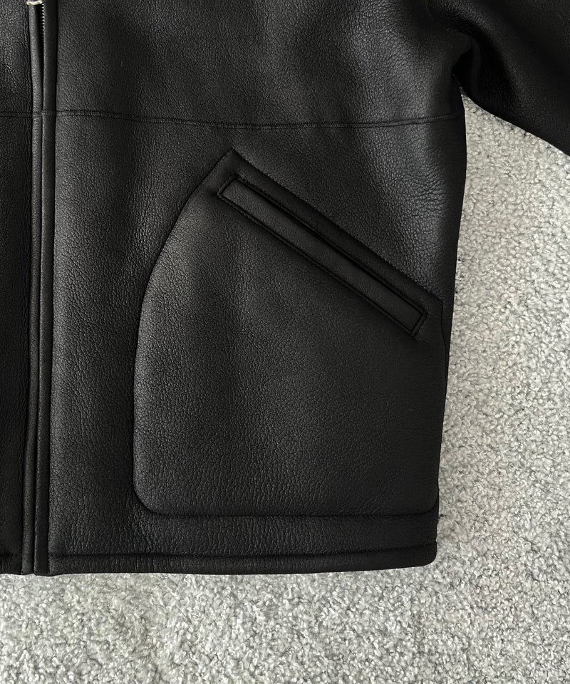 AURALEE Merino mouton zip blouson "BLACK"