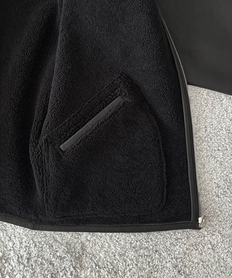 AURALEE Merino mouton zip blouson "BLACK"