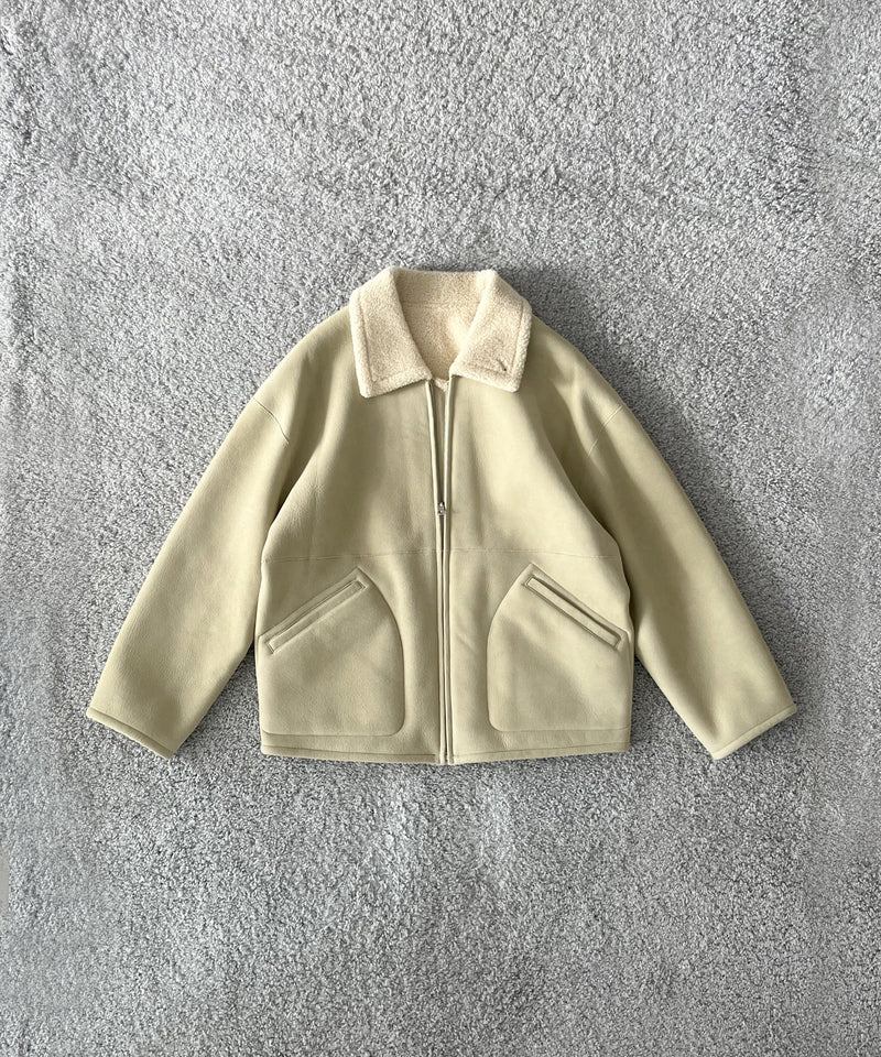 AURALEE Merino mouton zip blouson "BLACK"