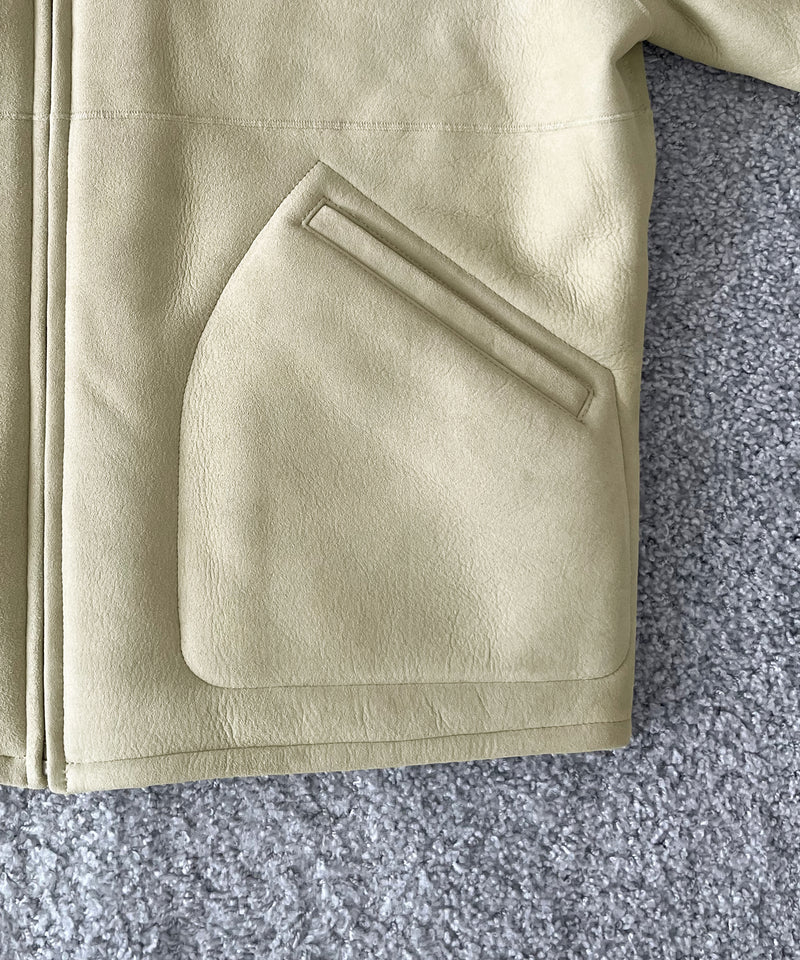 AURALEE Merino mouton zip blouson “IVORY LIME”
