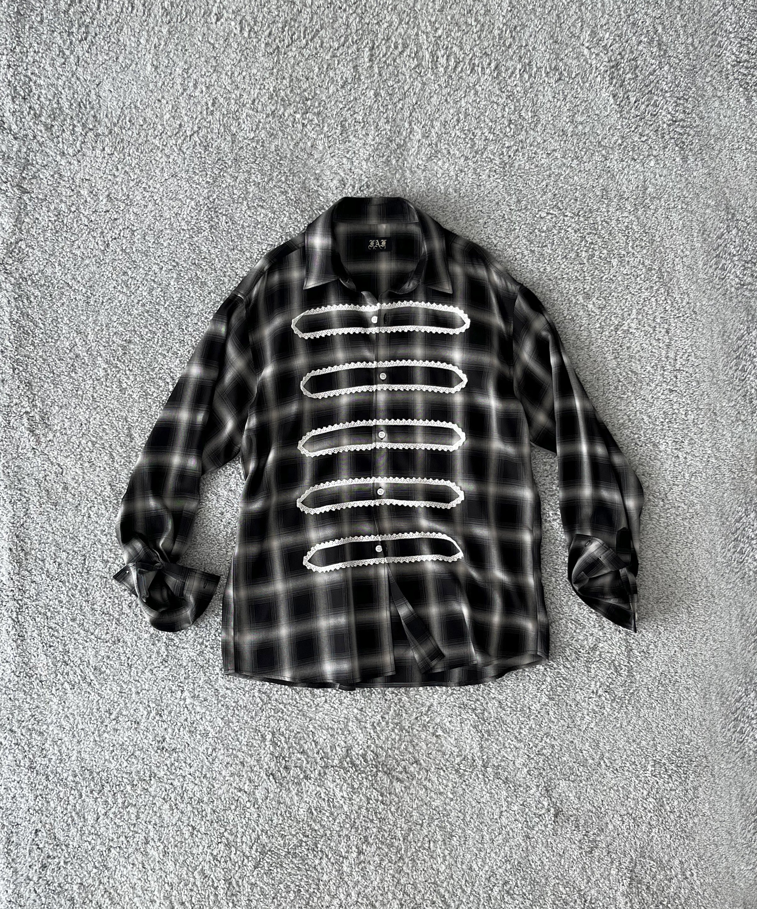 FAF(FAKE AS FLOWERS) Lace shadow check shirts "GRAY"