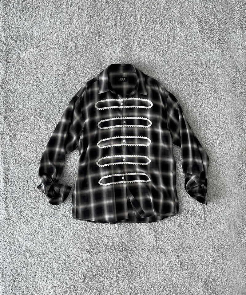FAF(FAKE AS FLOWERS) Lace shadow check shirts "BLACK"