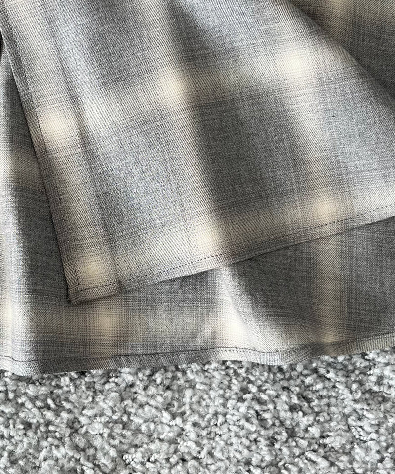 FAF(FAKE AS FLOWERS) Lace shadow check shirts "GRAY"