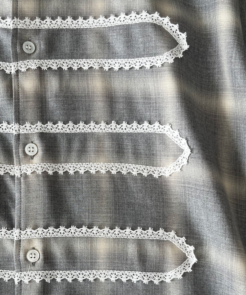 FAF(FAKE AS FLOWERS) Lace shadow check shirts "GRAY"