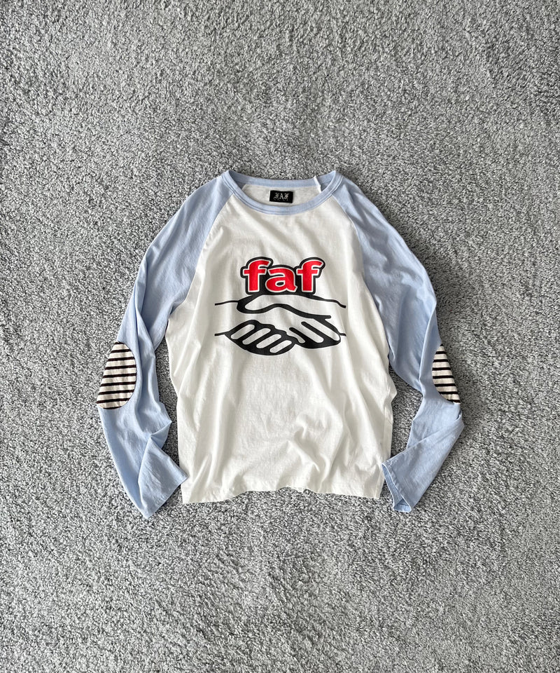FAF(FAKE AS FLOWERS) Unite graphic ls raglan "CLOUD BLUE"