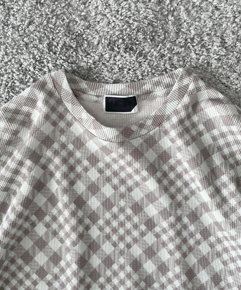 PHINGERIN Gingham l/s waffle thermal "A:SKY GREY"