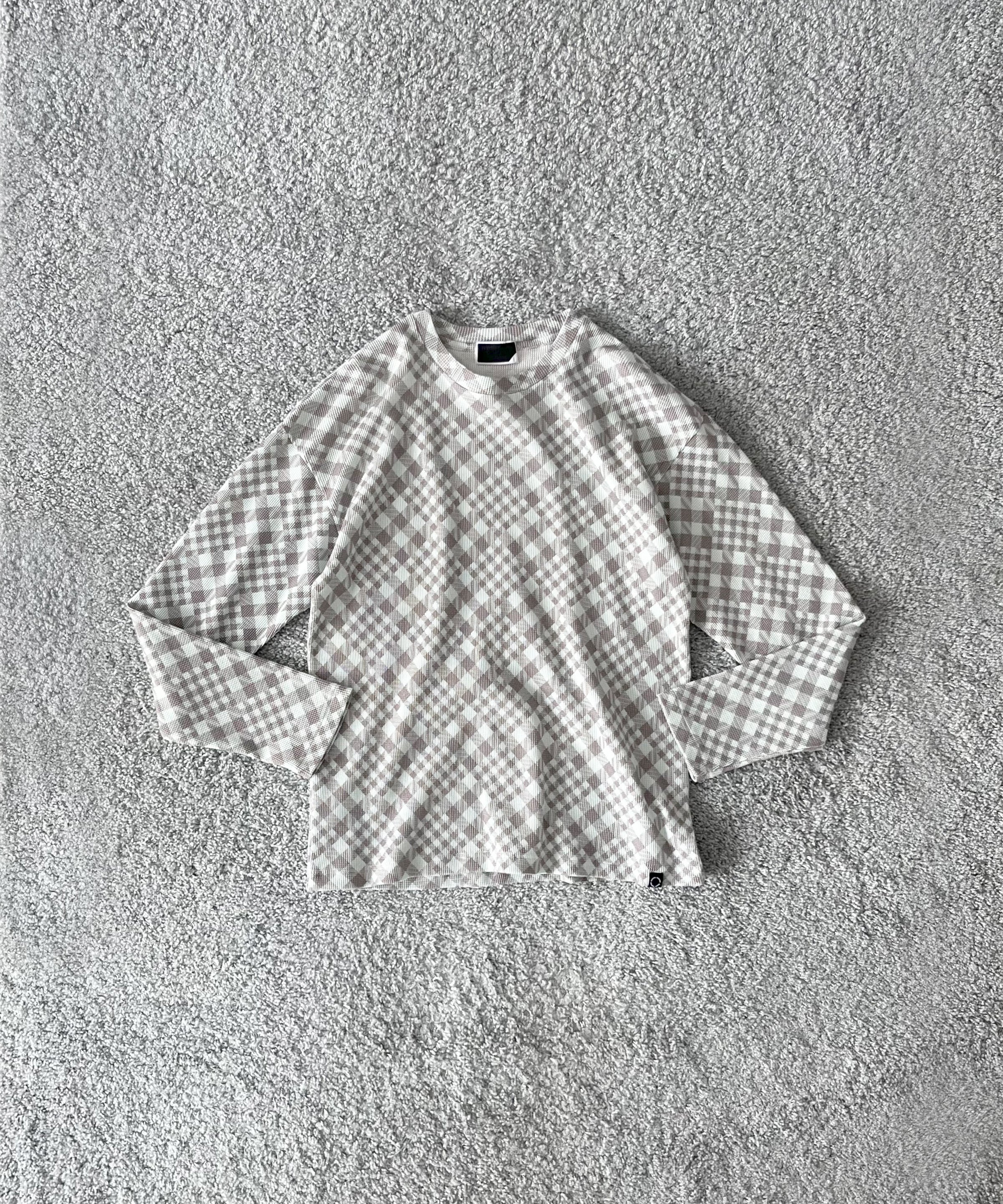 PHINGERIN Gingham l/s waffle thermal "A:SKY GREY"