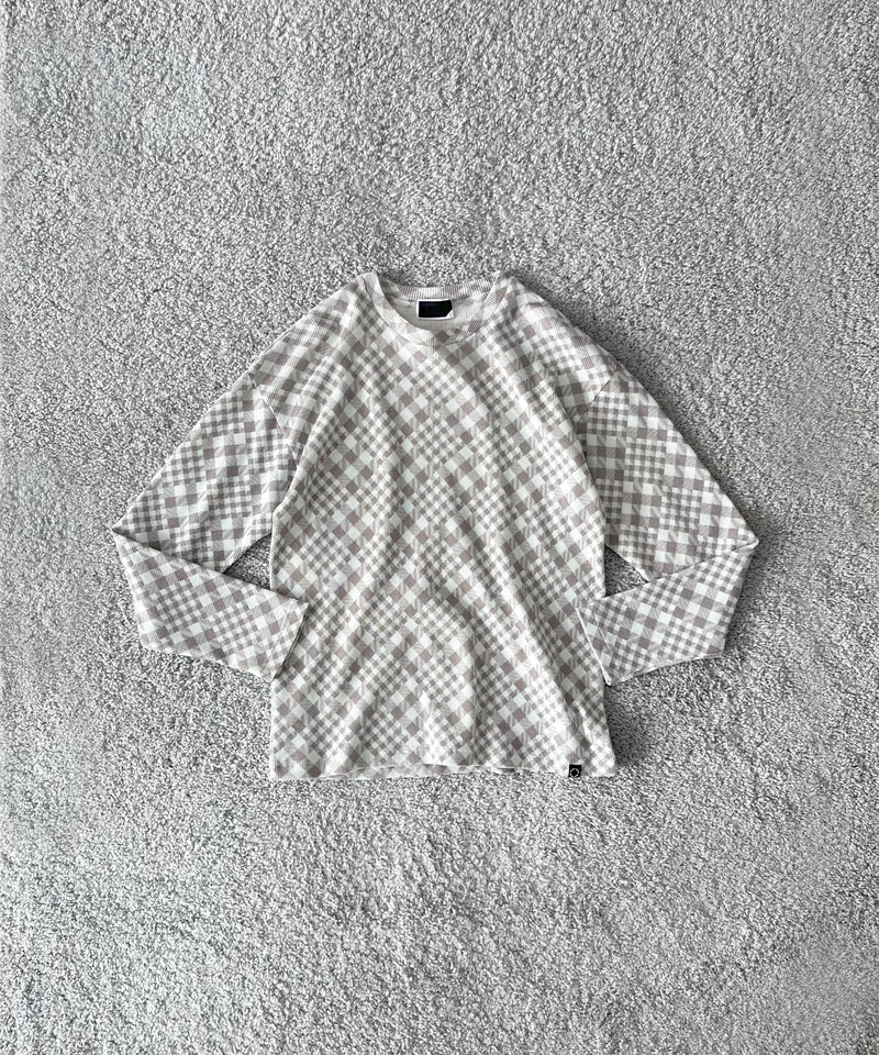 PHINGERIN Gingham l/s waffle thermal "B:RED BLUE"