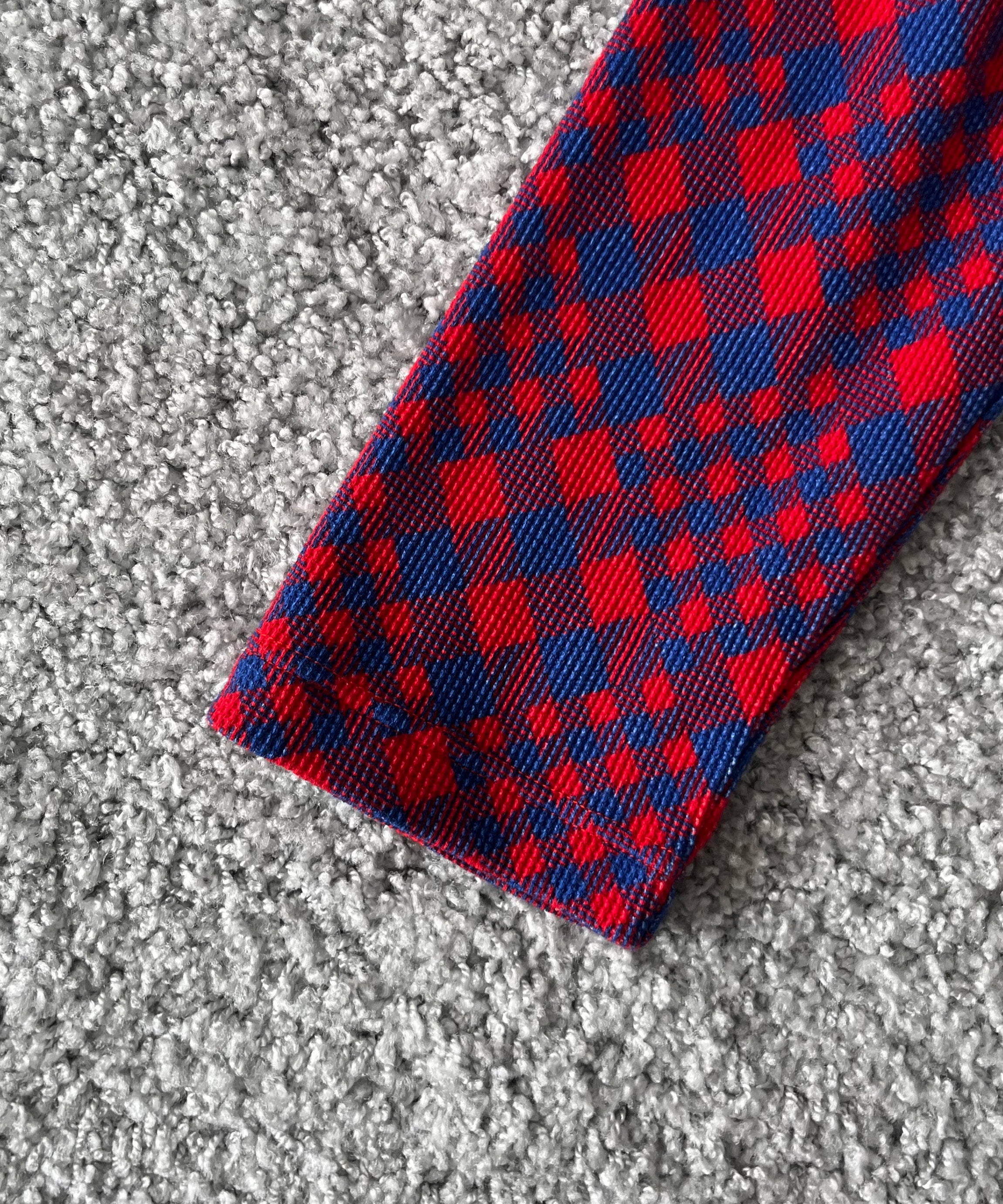 PHINGERIN Gingham l/s waffle thermal "B:RED BLUE"