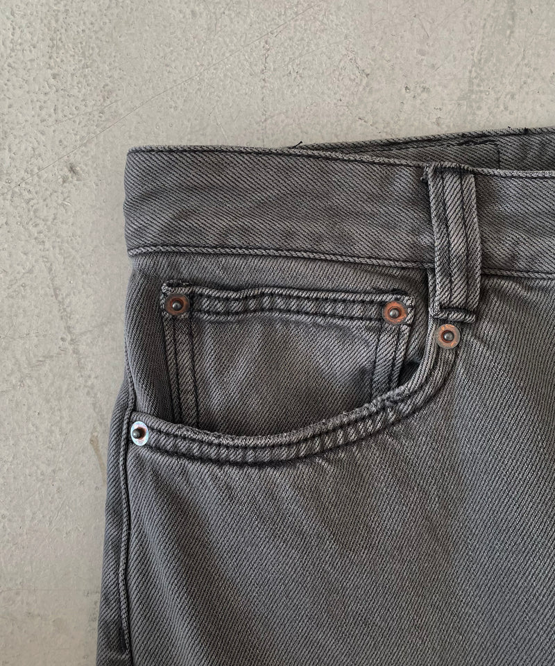 Fax Copy Express Vintage washed brown-black gardener denim pants "GREY" S