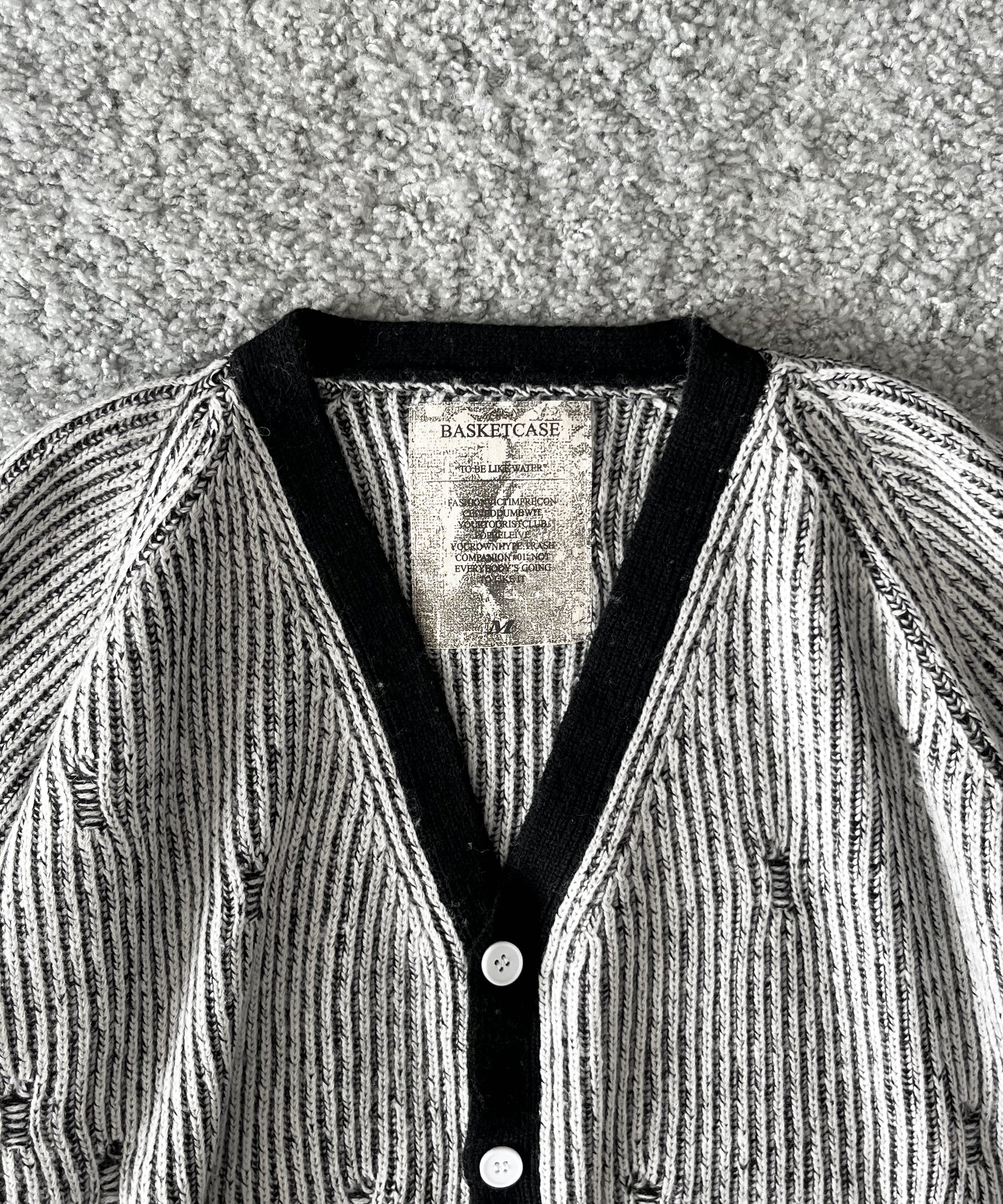 Basketcase Bleach, knit cardigan "WHITE/BLACK"