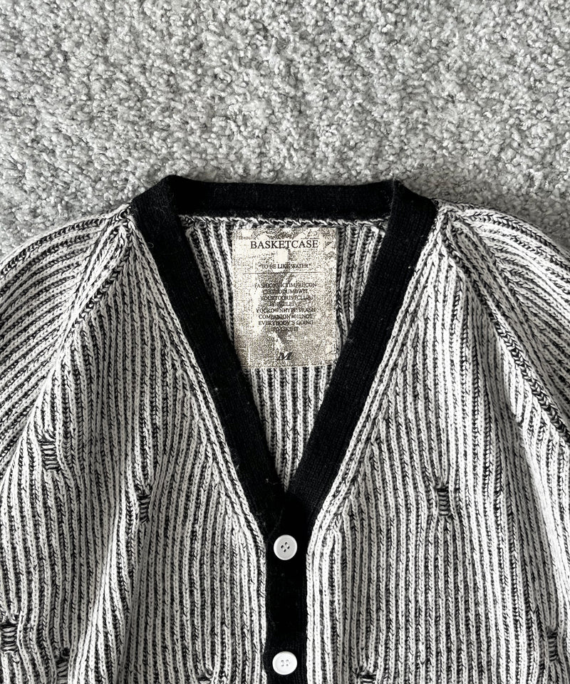 Basketcase Bleach, knit cardigan "WHITE/BLACK"