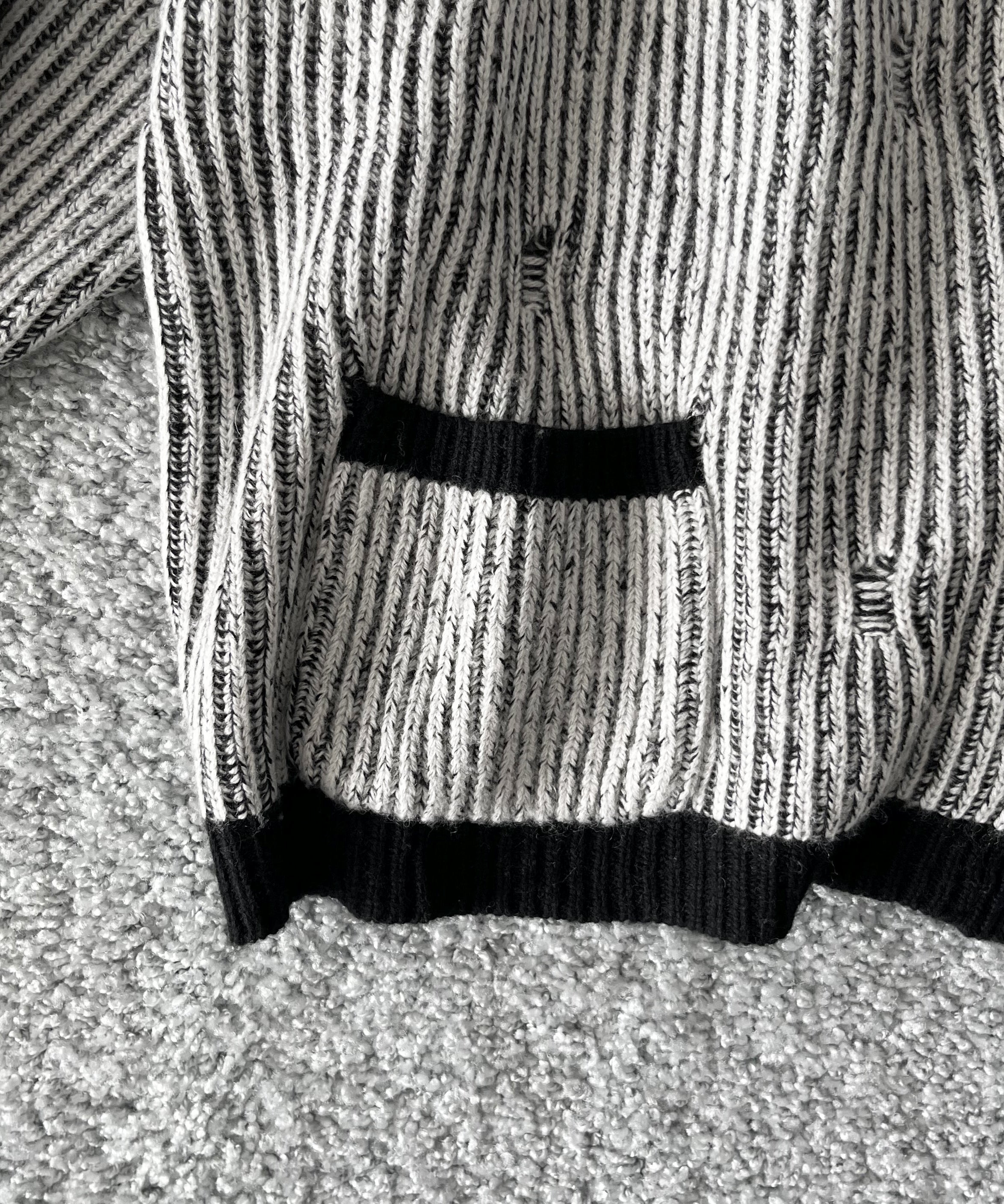 Basketcase Bleach, knit cardigan "WHITE/BLACK"