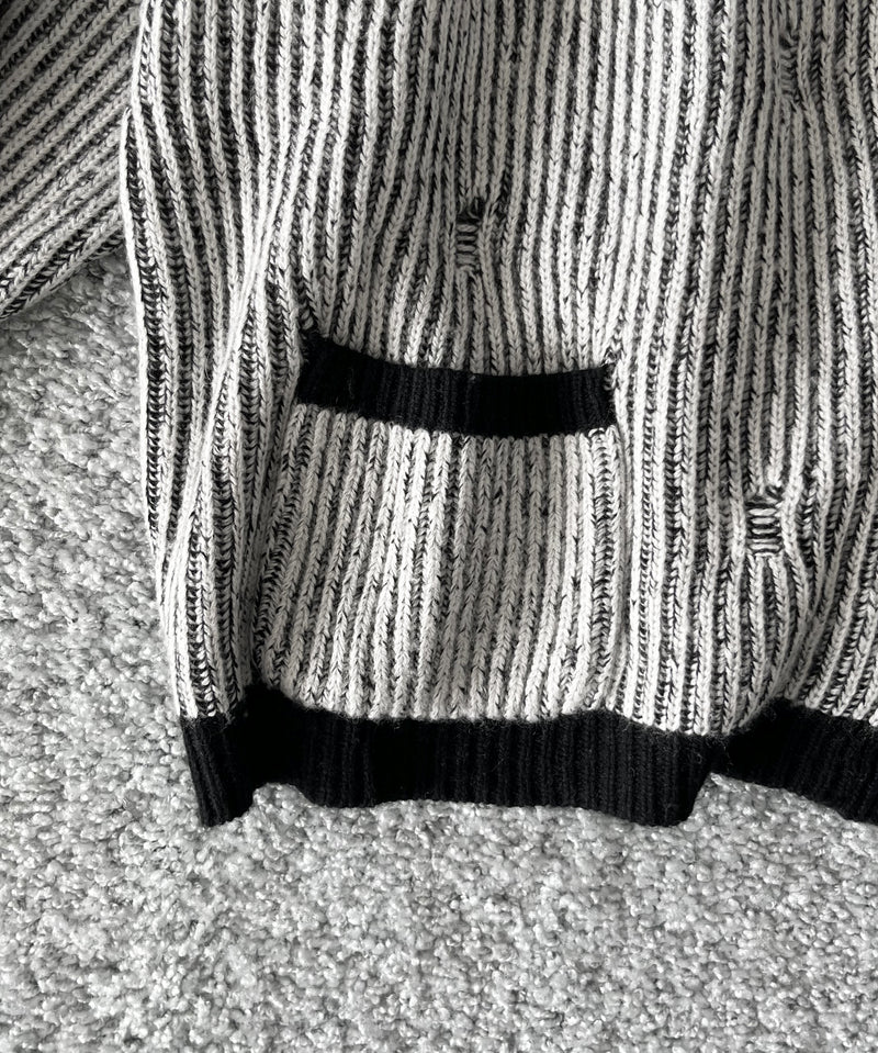 Basketcase Bleach, knit cardigan "WHITE/BLACK"