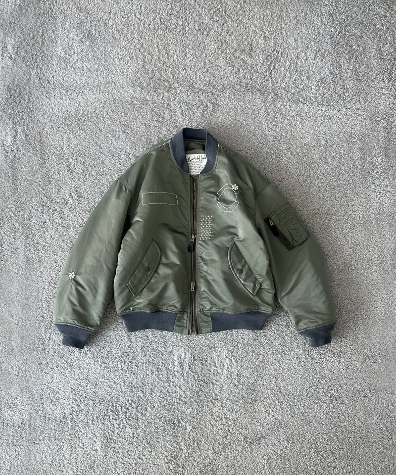 my beautiful landlet Flower stitch ma-1 "KHAKI"