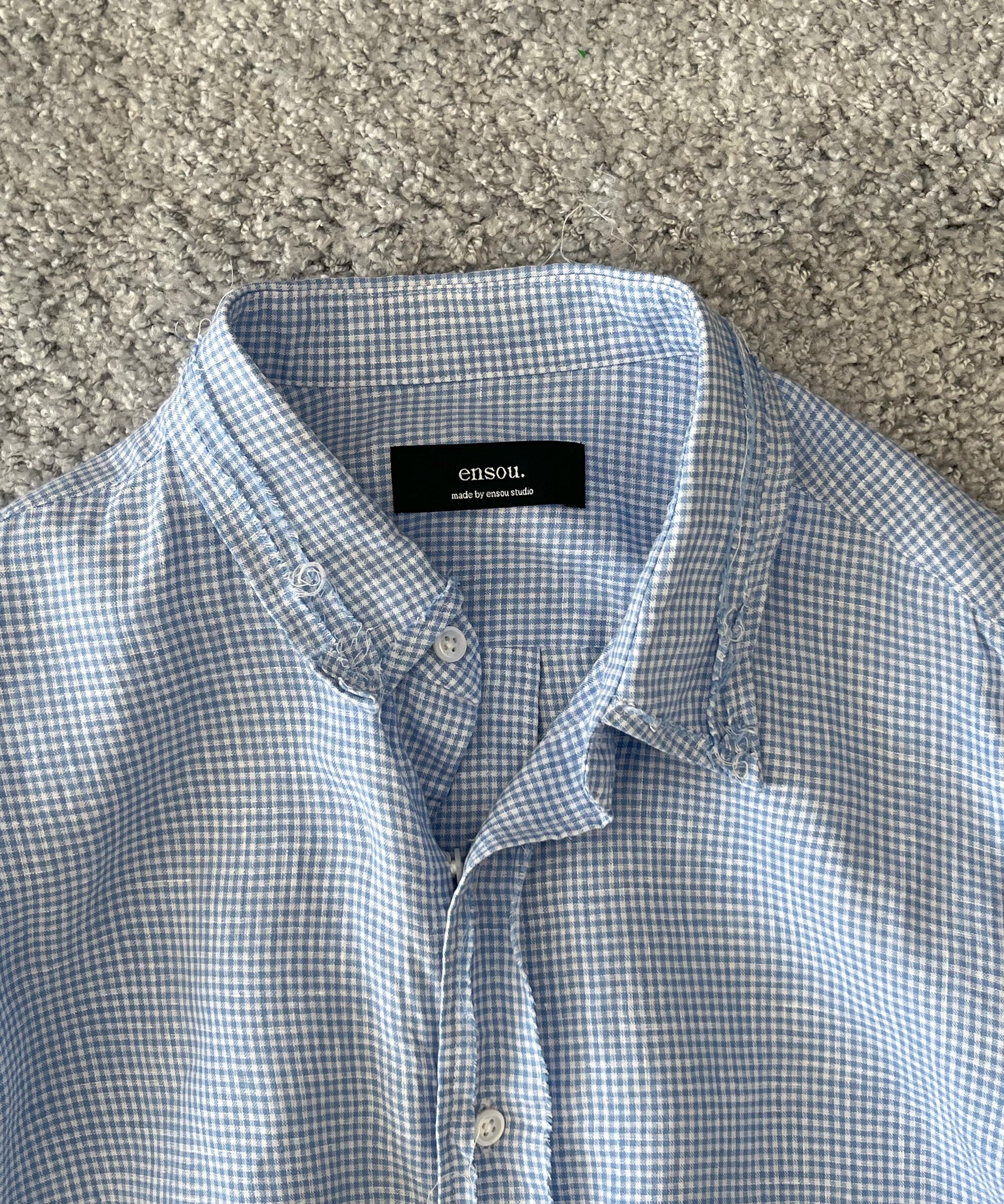 ensou.  Rough cut shirt/a "PALE BLUE GINGHAM"